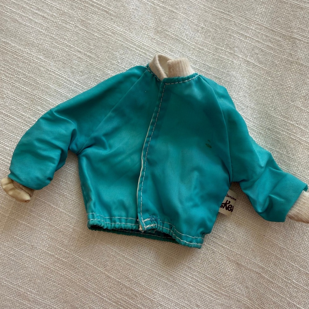 Vintage Genuine Ken Doll Turquoise Blue Windbreaker Bomber Jacket Mattel